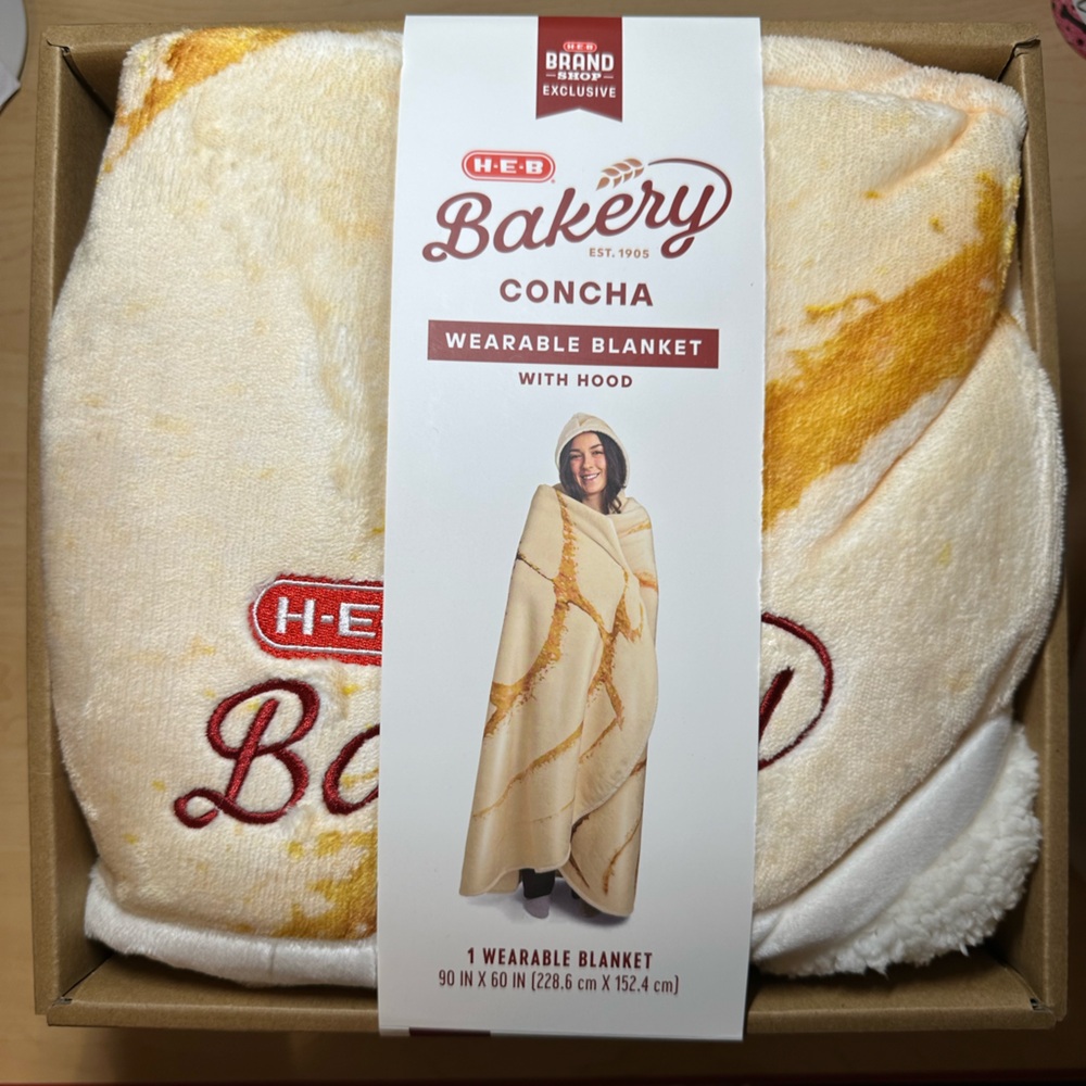 HEB Bakery Concha Wearable Blanket with Hood - Cream and Brown